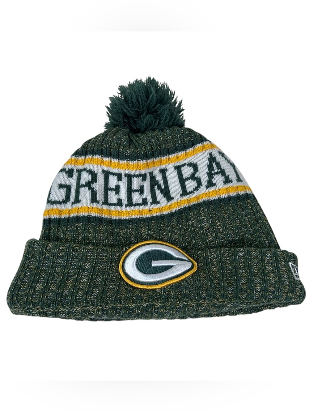 New Era Green Bay Packers 2024 NFL Sideline Pom Knit Hat On Field Beanie